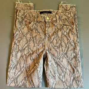 J Brand Alana Adder High Rise Cropped Skinny Jeans Pink Snake Print
